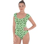 Leaves Pattern Texture Seamless Short Sleeve Leotard 