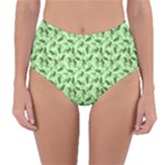 Leaves Pattern Texture Seamless Reversible High-Waist Bikini Bottoms