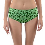 Leaves Pattern Texture Seamless Reversible Mid-Waist Bikini Bottoms