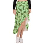 Leaves Pattern Texture Seamless Asymmetrical Ruffle Hem Skirt 