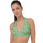 Leaves Pattern Texture Seamless Halter Plunge Bikini Top