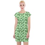 Leaves Pattern Texture Seamless Cap Sleeve Bodycon Dress