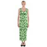 Leaves Pattern Texture Seamless Fitted Maxi Dress