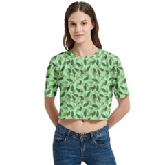 Women s Round Neck Short Sleeve Crop Top 