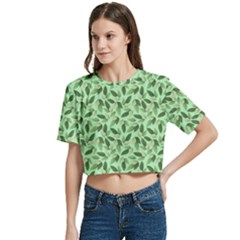 Women s Round Neck Short Sleeve Crop Top 