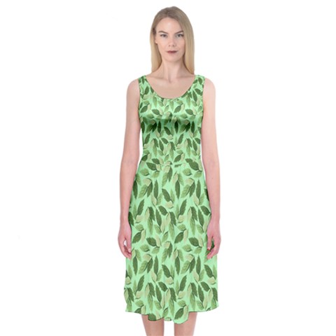 Leaves Pattern Texture Seamless Midi Sleeveless Dress from ArtsNow.com