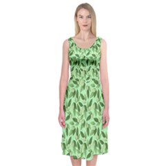 Leaves Pattern Texture Seamless Midi Sleeveless Dress from ArtsNow.com