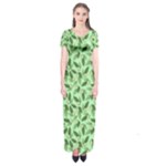 Leaves Pattern Texture Seamless Short Sleeve Maxi Dress