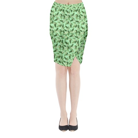 Leaves Pattern Texture Seamless Midi Wrap Pencil Skirt from ArtsNow.com