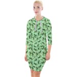 Leaves Pattern Texture Seamless Quarter Sleeve Hood Bodycon Dress