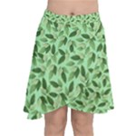 Leaves Pattern Texture Seamless Chiffon Wrap Front Skirt