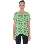 Leaves Pattern Texture Seamless Cut Out Side Drop T-Shirt