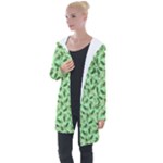 Leaves Pattern Texture Seamless Longline Hooded Cardigan