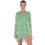 Leaves Pattern Texture Seamless Asymmetric Cut-Out Shift Dress