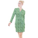 Leaves Pattern Texture Seamless Button Long Sleeve Dress