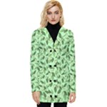 Leaves Pattern Texture Seamless Button Up Hooded Coat 