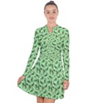 Leaves Pattern Texture Seamless Long Sleeve Panel Dress