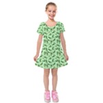 Leaves Pattern Texture Seamless Kids  Short Sleeve Velvet Dress