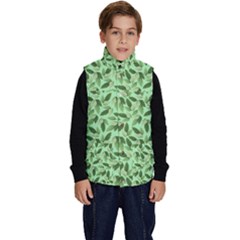 Leaves Pattern Texture Seamless Kid s Button Up Puffer Vest from ArtsNow.com