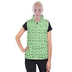 Leaves Pattern Texture Seamless Women s Button Up Vest from ArtsNow.com