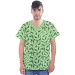 Leaves Pattern Texture Seamless Men s V-Neck Scrub Top