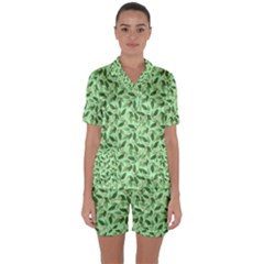 Satin Short Sleeve Pajamas Set 