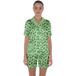 Leaves Pattern Texture Seamless Satin Short Sleeve Pajamas Set