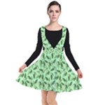 Leaves Pattern Texture Seamless Plunge Pinafore Dress