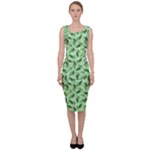 Leaves Pattern Texture Seamless Sleeveless Pencil Dress