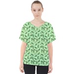 Leaves Pattern Texture Seamless V-Neck Dolman Drape Top