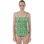 Leaves Pattern Texture Seamless Twist Front Tankini Set