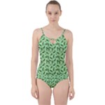 Leaves Pattern Texture Seamless Cut Out Top Tankini Set