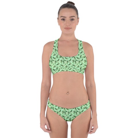 Leaves Pattern Texture Seamless Cross Back Hipster Bikini Set from ArtsNow.com