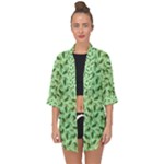 Leaves Pattern Texture Seamless Open Front Chiffon Kimono