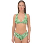 Leaves Pattern Texture Seamless Double Strap Halter Bikini Set