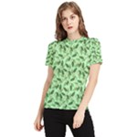 Leaves Pattern Texture Seamless Women s Short Sleeve Rash Guard