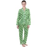 Leaves Pattern Texture Seamless Women s Long Sleeve Satin Pajamas Set