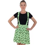 Leaves Pattern Texture Seamless Velvet Suspender Skater Skirt