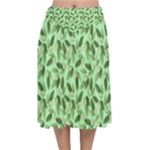 Leaves Pattern Texture Seamless Velvet Flared Midi Skirt