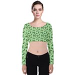 Leaves Pattern Texture Seamless Velvet Long Sleeve Crop Top