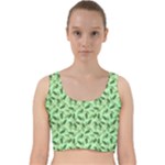 Leaves Pattern Texture Seamless Velvet Racer Back Crop Top