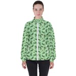 Leaves Pattern Texture Seamless Women s High Neck Windbreaker