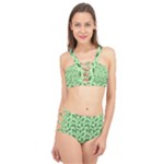 Leaves Pattern Texture Seamless Cage Up Bikini Set