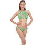 Leaves Pattern Texture Seamless Cross Front Halter Bikini Set