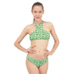 Leaves Pattern Texture Seamless High Neck Bikini Set