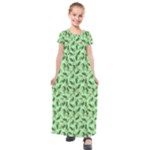 Leaves Pattern Texture Seamless Kids  Short Sleeve Maxi Dress