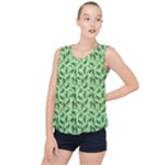 Leaves Pattern Texture Seamless Bubble Hem Chiffon Tank Top