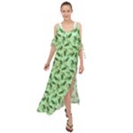 Leaves Pattern Texture Seamless Maxi Chiffon Cover Up Dress