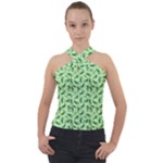 Leaves Pattern Texture Seamless Cross Neck Velour Top