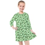 Leaves Pattern Texture Seamless Kids  Quarter Sleeve Shirt Dress